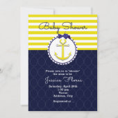 Nautical Anchor Blue Yellow Baby Dusche Einladung (Vorderseite)