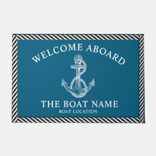 Nautical Anchor Boat & Captain Name, Sailing Gifts Fußmatte (Vorderseite)
