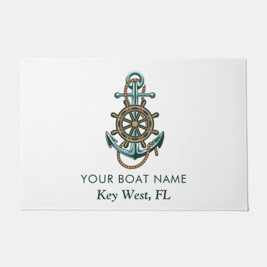 Nautical Anchor Boat Name Coast Custom Fußmatte (Vorderseite)