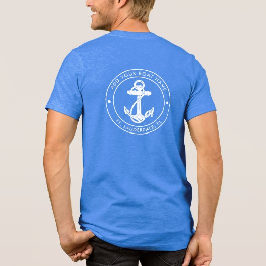 Nautical Anchor Boat Name Custom Tri-Blend Shirt (Rückseite)