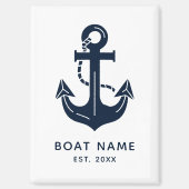 Nautical Anchor Boat Name Magnet (Vorderseite)