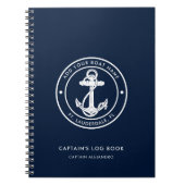 Nautical Anchor Boat Name Navy Blue Captain's Log Notizblock (Vorderseite)