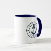 Nautical Anchor Boat Name Navy Blue Custom Tasse (VorderseiteRechts)