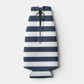 Nautical Anchor Boat Name Navy Blue Streifen Flaschenkühler (Rückseite)