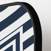 Nautical Anchor Boat Name Navy Blue Streifen Pickleball Schläger (Linke Seite)