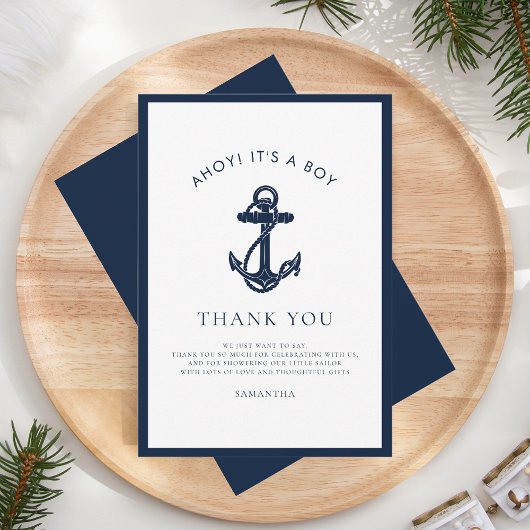 Nautical Anchor Boy Baby Dusche Dankeskarte