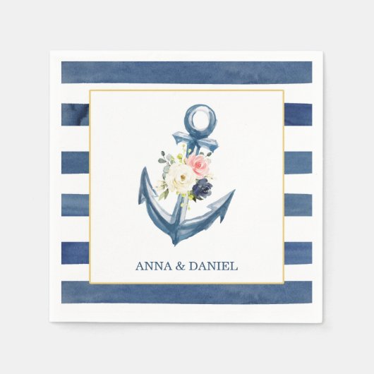 Nautical Anchor Brautparty Napkin Serviette (Vorderseite)
