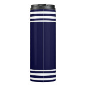 Nautical Anchor Captain Name Navy Stripes Sailor Thermosbecher (Rückseite)