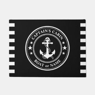 Nautical Anchor Captain's Cabin Boat Name Black Fußmatte