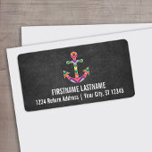 Nautical Anchor Chalkboard mit hellen Chevronen Adressaufkleber