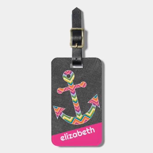 Nautical Anchor Chalkboard mit hellen Chevronen Gepäckanhänger (Vorderseite vertikal)