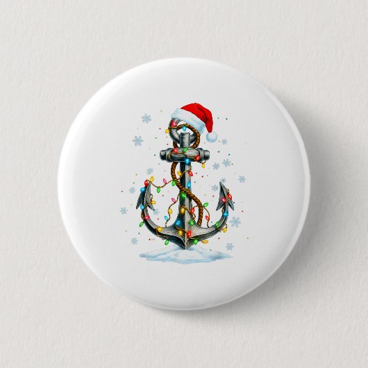Nautical Anchor Christmas Lights Boating Sailor  Button (Vorderseite)