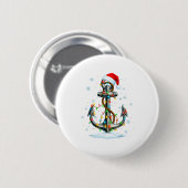 Nautical Anchor Christmas Lights Boating Sailor  Button (Vorne & Hinten)