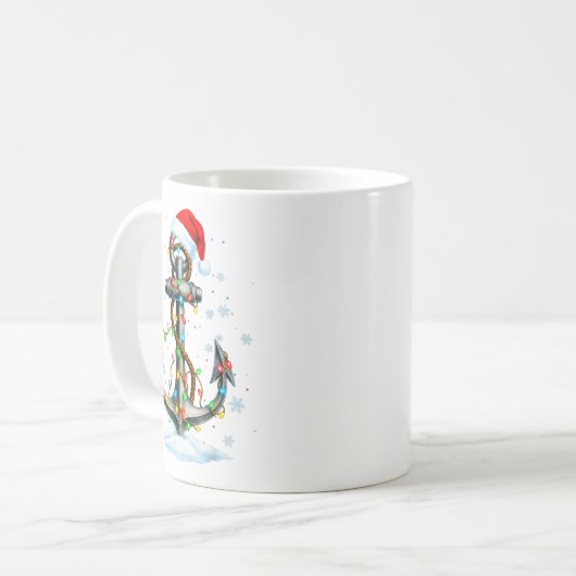 Nautical Anchor Christmas Lights Boating Sailor Kaffeetasse (Vorderseite Links)