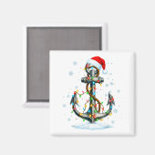 Nautical Anchor Christmas Lights Boating Sailor Magnet (Vorderseite/Rückseite)