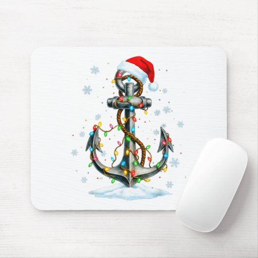 Nautical Anchor Christmas Lights Boating Sailor Mousepad (Mit Mouse)