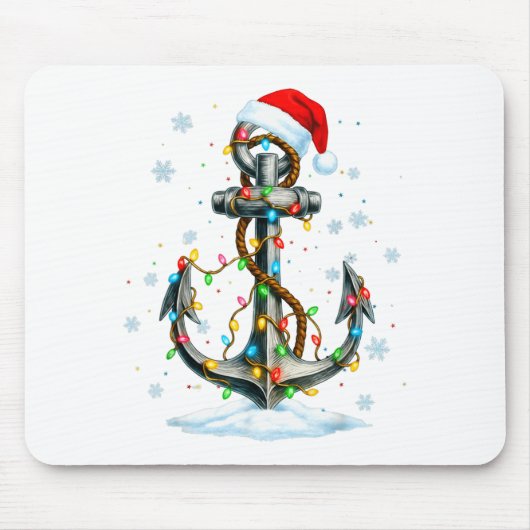 Nautical Anchor Christmas Lights Boating Sailor Mousepad (Vorne)