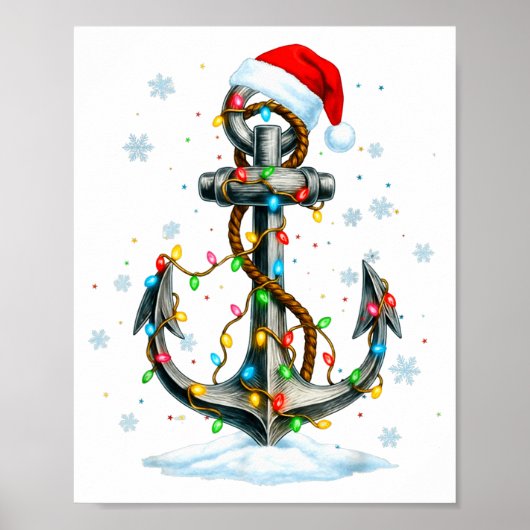 Nautical Anchor Christmas Lights Boating Sailor  Poster (Vorne)
