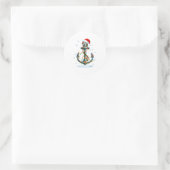 Nautical Anchor Christmas Lights Boating Sailor Runder Aufkleber (Tasche)