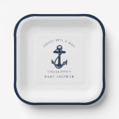 Nautical Anchor Coastal Boy Baby Dusche Pappteller (Vorderseite)