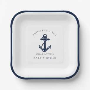 Nautical Anchor Coastal Boy Baby Dusche Pappteller