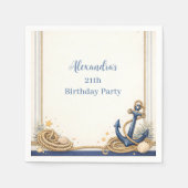 Nautical Anchor Compass Birthday Serviette (Vorderseite)