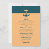 Nautical Anchor - Coral Blue - Beach Wedding Einladung (Vorderseite)