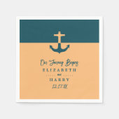 Nautical Anchor - Coral Blue - Beach Wedding Serviette (Vorderseite)