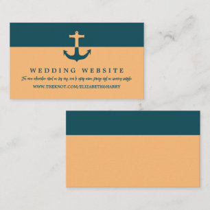 Nautical Anchor, Coral Blue, Beach Wedding Website Begleitkarte