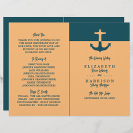 Nautical Anchor - Coral Blue - Hochzeitsprogramm