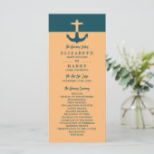 Nautical Anchor - Coral Blue - Hochzeitsprogramm Programm (Stehend Vorderseite)
