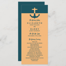 Nautical Anchor - Coral Blue - Hochzeitsprogramm Programm