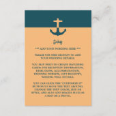 Nautical Anchor - Coral Blue - Wedding Detail Begleitkarte (Vorderseite)