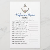 Nautical Anchor Couple's Shower Trivia Spiele (Vorderseite)