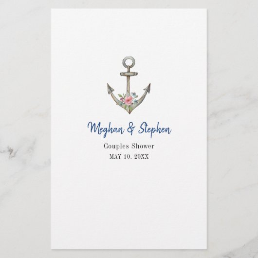 Nautical Anchor Couple's Shower Trivia Spiele (Rückseite)