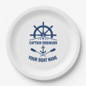 Nautical Anchor Crossed Oars & Ships Wheel White Pappteller (Vorderseite)