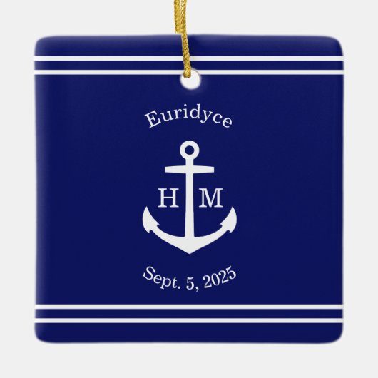 Nautical Anchor Custom (blau) Keramikornament (Vorderseite)