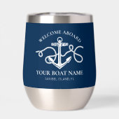 Nautical Anchor Custom Boat Name Navy Blue  (Rückseite)