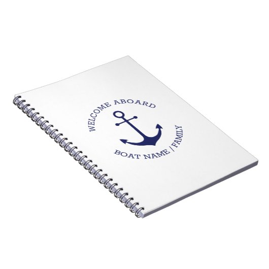 Nautical anchor Custom Boat name Welcome Aboard Notizblock (Rechte Seite)
