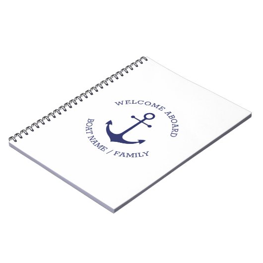 Nautical anchor Custom Boat name Welcome Aboard Notizblock (Linke Seite)