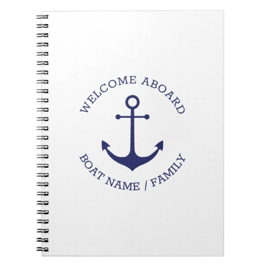 Nautical anchor Custom Boat name Welcome Aboard Notizblock (Vorderseite)
