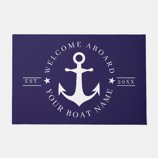 Nautical Anchor Custom Boat Name Welcome Doormat Fußmatte (Vorderseite)