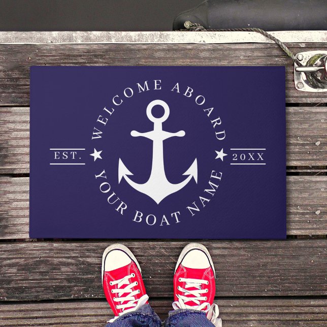 Nautical Anchor Custom Boat Name Welcome Doormat Fußmatte (Nautical Anchor Custom Boat Name Welcome Doormat)