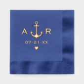 Nautical Anchor Custom Wedding Initials Servietten Mit Folie (Vorderseite)