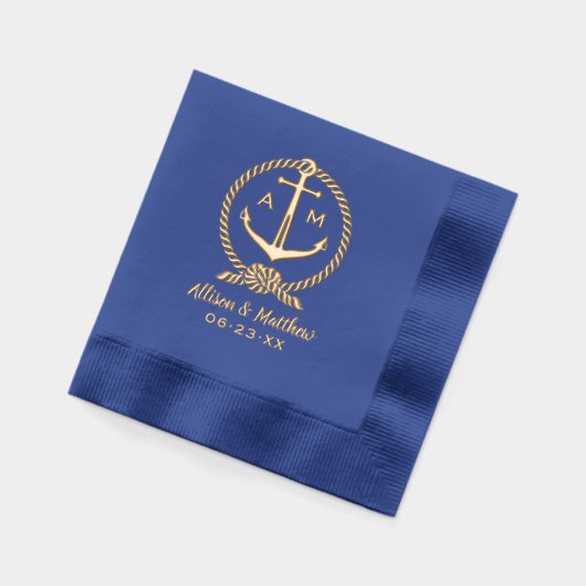 Nautical Anchor Custom Wedding Monogram Servietten Mit Folie (Links)