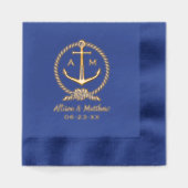 Nautical Anchor Custom Wedding Monogram Servietten Mit Folie (Vorderseite)