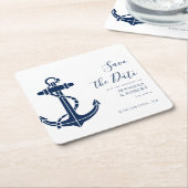 Nautical Anchor Custom Wedding Save the Date Rechteckiger Pappuntersetzer (angewinkelt)