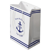Nautical Anchor Custom (weiß & blau) Mittlere Geschenktüte (Rückseite Schrägansicht)