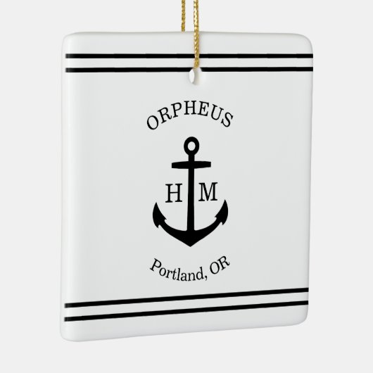 Nautical Anchor Custom (weiß & schwarz) Keramikornament (Rechts)