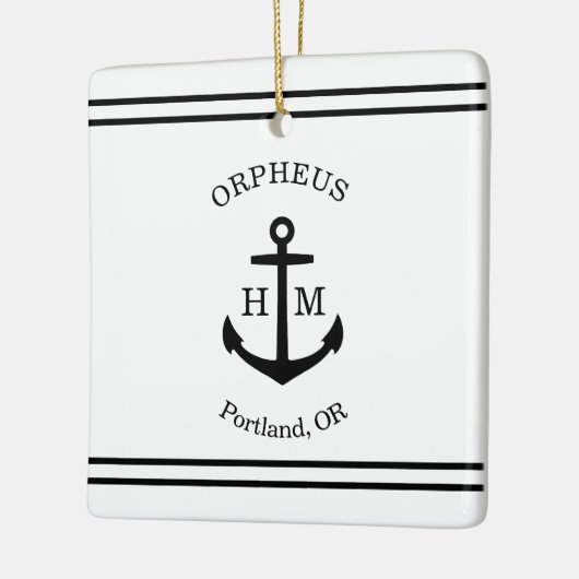 Nautical Anchor Custom (weiß & schwarz) Keramikornament (Links)